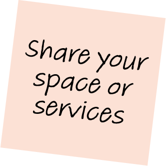 sharespace Sticky note with the text Share your space or services